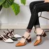 Fashion Summer Sandals Women's Pointy Chunky High Heel Casual Shoes Buckle Strap White