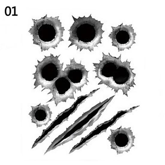 Водонепроницаемый автомобильный Стайлинг Shothole Scratch 3D поддельный автомобиль забавные наклейки на шлем наклейки