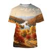 3D Printed Landscape T-shirt Chinese Art Painting T Shirt For Men Fashion Round Neck Short-sleeved Oversized Summer Tees Tops