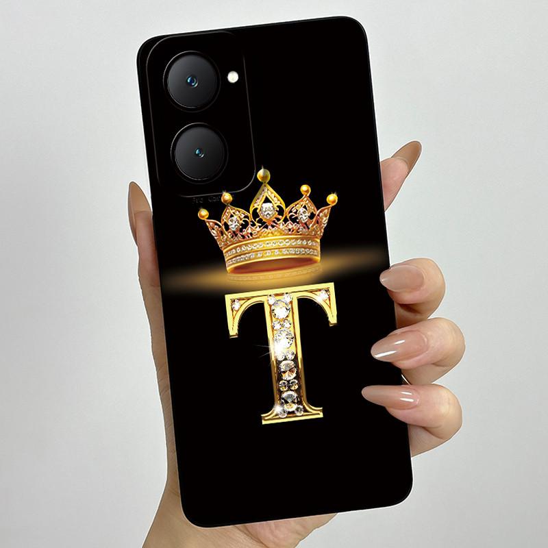 For Vivo Y18 Y18i Y18e Y28s 5G Case Soft Silicone Crown Letter For Vivo Y03 Y03T Case Fundas Coque VivoY03 V2332 Bumper Shells