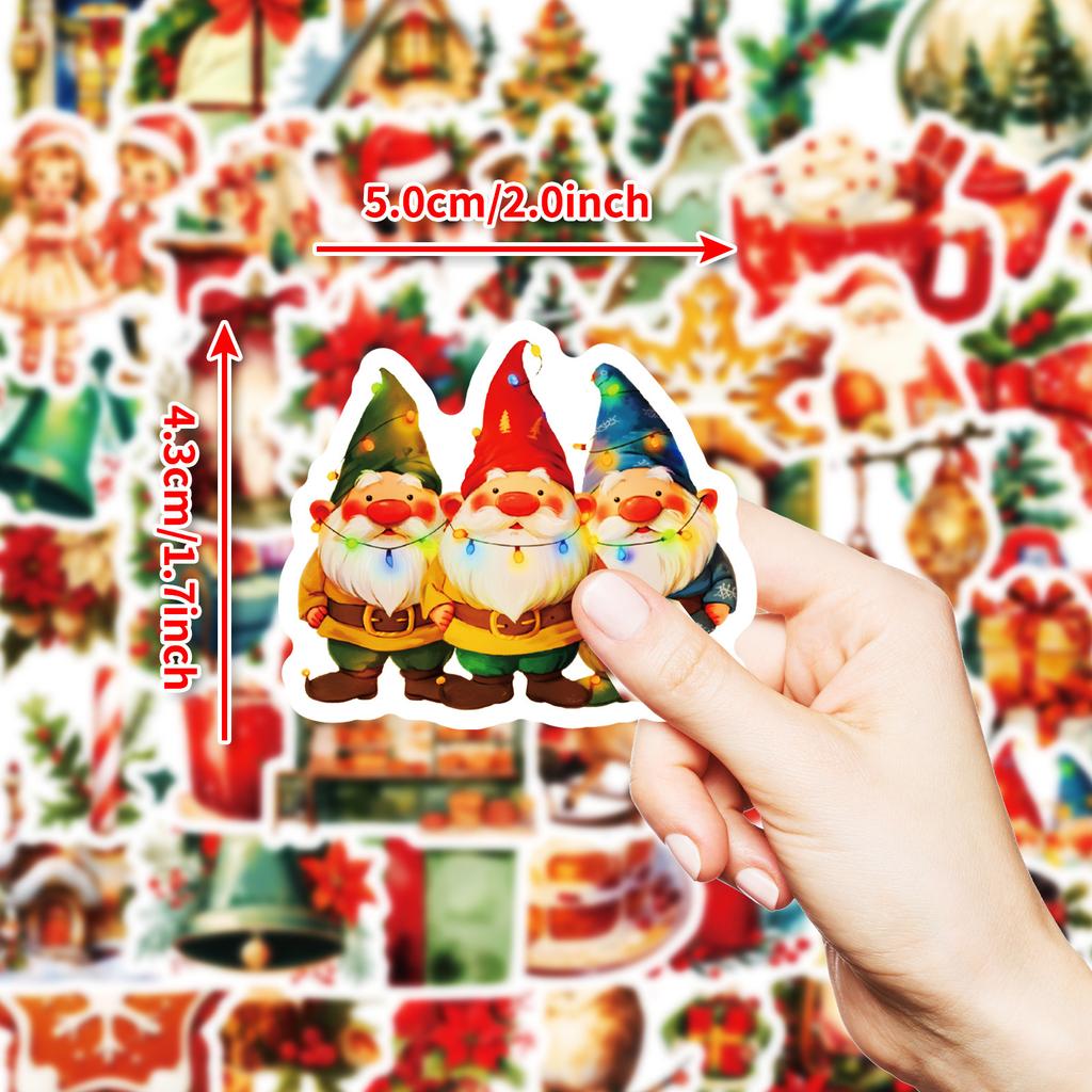 50 New Christmas Gift Series Stickers Waterproof Retro Style Decorative Water Cup Computer Stickers