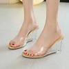 Shoes for Women Summer New Fashion Slip-on Women High Heels Crystal Wedge Shoes Female Peep Toe Casual Sandals Woman Slippers