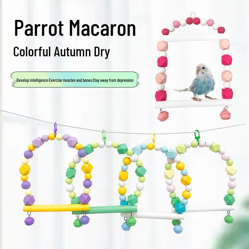 Макарон Радужная Птица Лазалка и Подставка Игрушка для Попугаев и Волнистых Попугайчиков