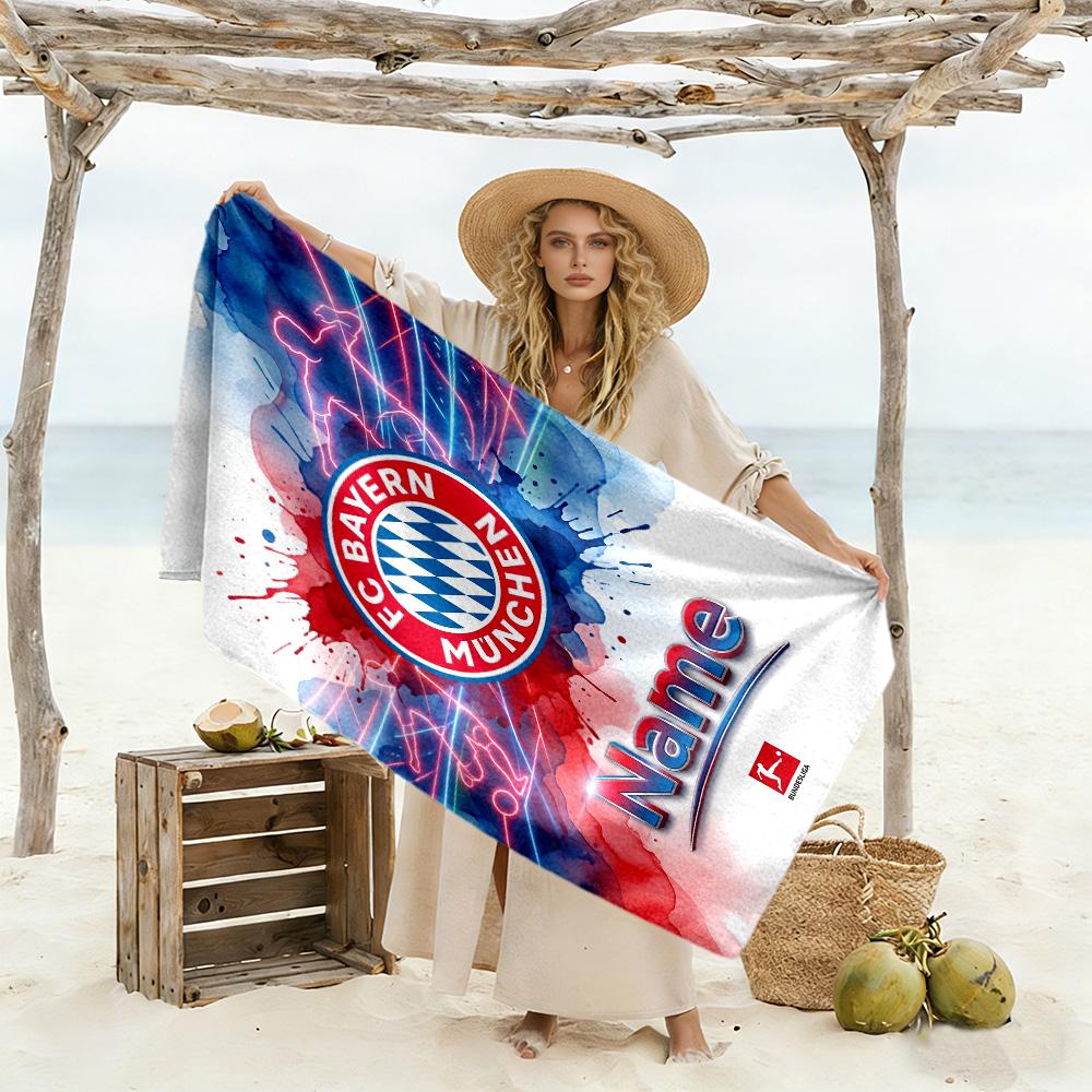 Bayern Munich Fan Artwork Customize Text Beach Towel High Absorbency & Quick-Dry