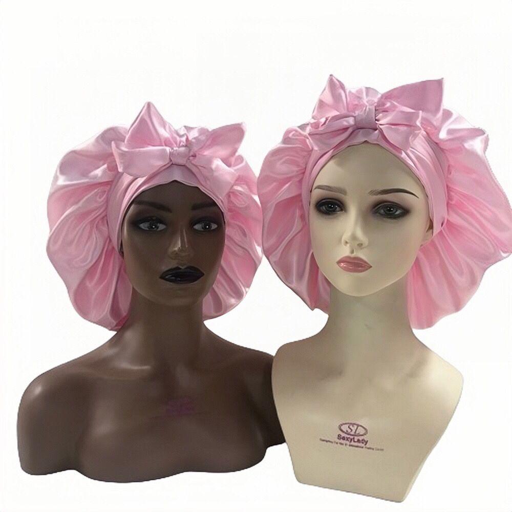 Woman Sleeping Bonnets and Satin Hair Wraps Soft Silk Bonnet Long Tie Plain Hair Bonnet