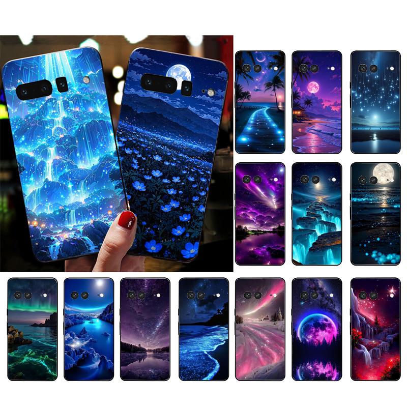 Phone Case For Google Pixel 10 9 Pro XL 9A 8 7 6 Pro Pixel 8A 7A 6A Pixel 8 7 6 5 Moonlight Beach Scenery Case