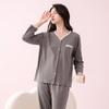 Fenteng Women's 100% Cotton Long-Sleeve V-Neck Pajama Set