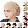 Women Hat Solid Color Pile Design Turban Hat Lightweight Breathable Solid Color Elastic Hat Outdoor Street Daily Wear