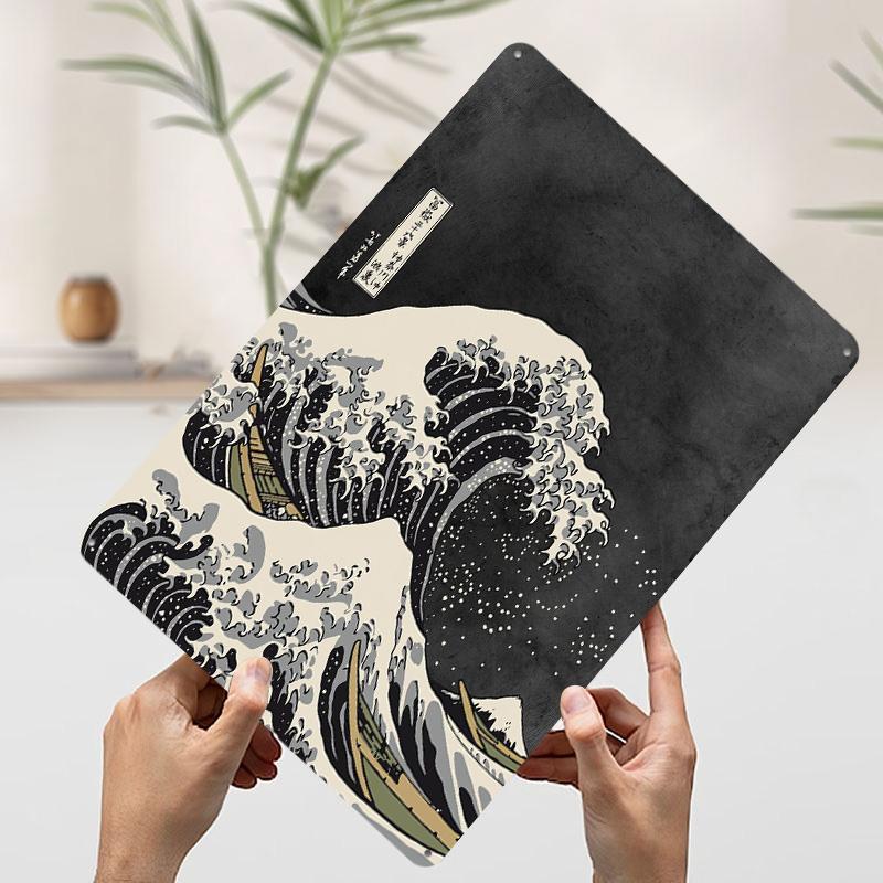 Hokusai Wave Off Kanagawa Printed Poster Customized Wall Art Retro Vintage Metal Tin Signs for Room Home Decorations Desk Decor