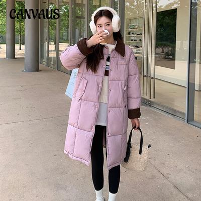 Сращивание средней длины женская зимняя мода утолщенная куртка большого размера из хлопка