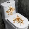 Bathroom Toilet Stickers Modern Minimalist Golden Flowers Pattern Self-adhesive Paintings For Bathroom Living Decorations
