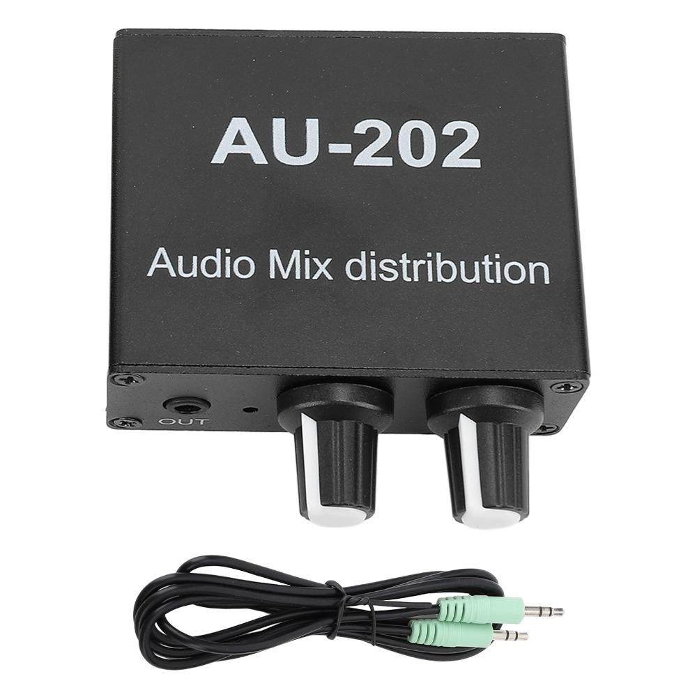 3.5mm Small Sound Mixer 2 In 2 Out Headphone Mixer Dual-Channel Stereo Mixer  For Headphone