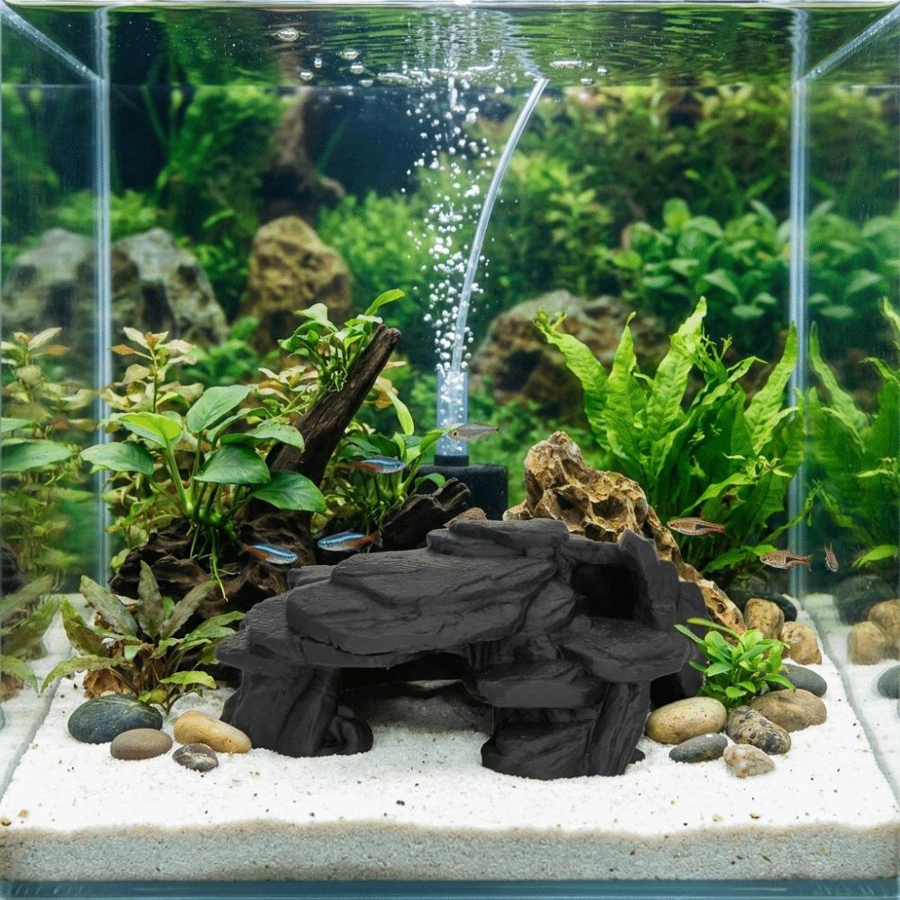 Simulated Rock Fish Tank Rockery Ornaments Realistic Texture Reptile Resting Place Aquariums