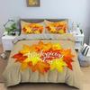 2025 Luxury New 3D Print Autumn Thanksgiving Day Duvet Cover King Queen Cartoon Orange Pumpkin Turkey Bedding Set Maple Leaves