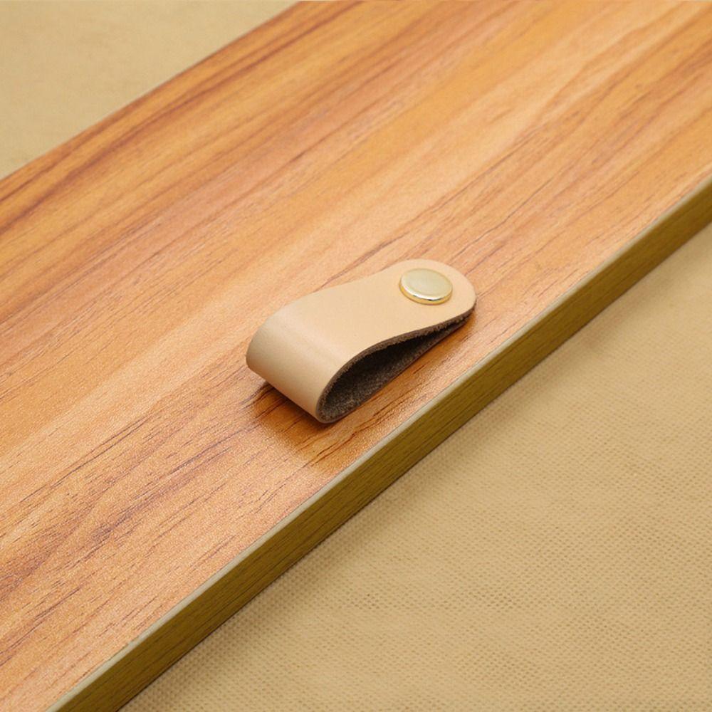 Soft Leather Handle Brown Door Knobs Classic Cabinet Pulls Kitchen