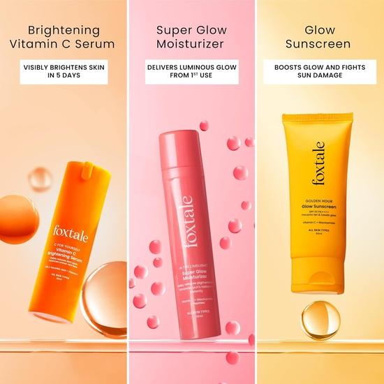 Foxtale Unstoppable Glow Combo | Солнцезащитный крем SPF 50, сыворотка с витамином C | Осветляет кожу, устраняет темные пятна и уменьшает пигментацию | Для всех типов кожи