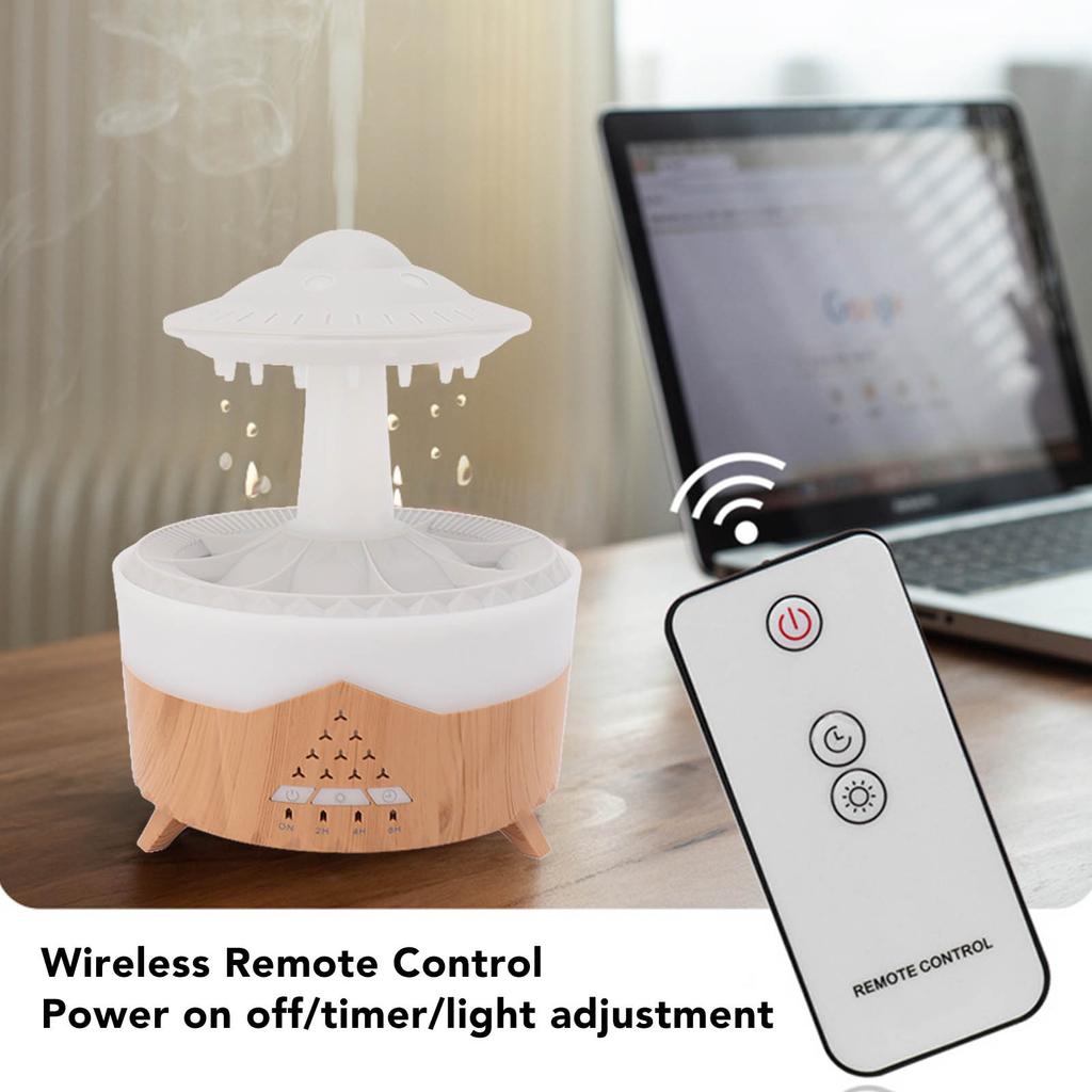 Rain Cloud Humidifier Water Drop Mushroom Humidifier, Automatic Off Aromatherapy Essential Oil Mushroom Diffuser, Suitable for Home Bedroom