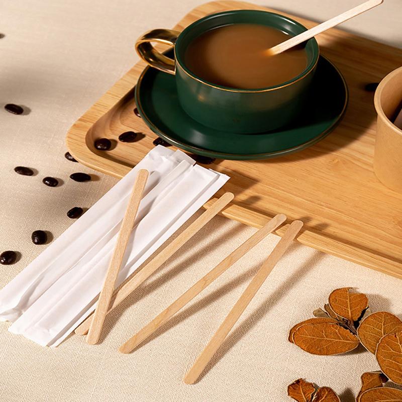 50pcs Disposable Wooden Coffee Stirrers Cold Drinking Stir Beverage Sticks
