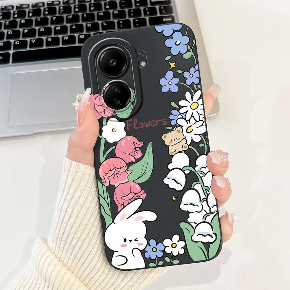 For Xiaomi Redmi 13C Case Cover Popular Flower Bowknot Soft TPU Silicone Shockproof Bumper For Xiaomi Poco C65 Redmi13C 4G Funda