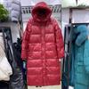 Women Autumn Winter White Duck Down Jacket Coat Padded Long Hooded Stand Collar Zipper Pocket Loose All Match Solid Color