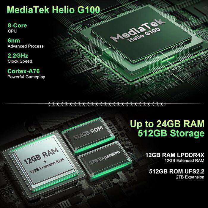 Неубиваемый мобильный телефон Ulefone Armor 33 24 ГБ + 512 ГБ 6,95" FHD+ 25500 мАч Смартфон Android 15 Dural SIM/64 МП/NFC/1100 Лм Черный