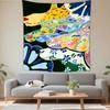 Watercolor color-block tapestry world map fabric wall hanging for bedroom and study room wall decoration background fabric