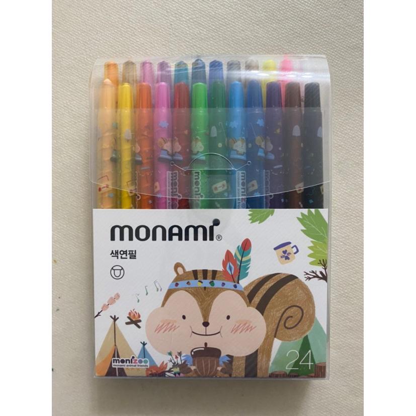 Цветные карандаши Monami Plastic Twist Up Crayons, набор разных цветов 24 ручки Twistables