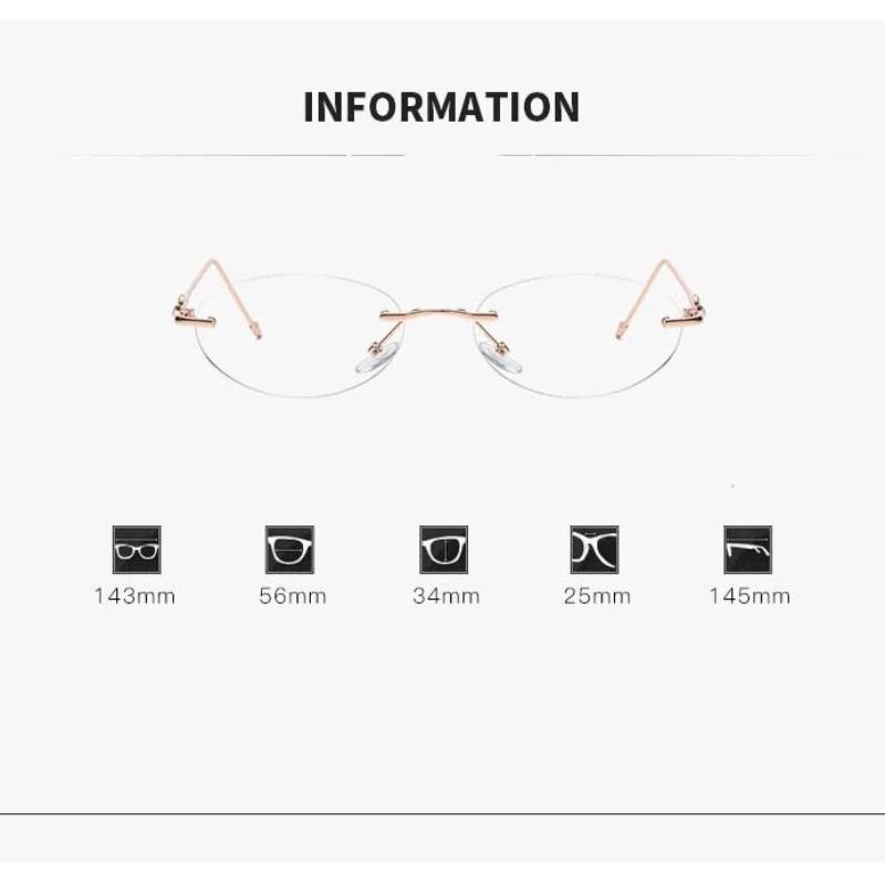 Fashionable Frameless Photochromic Myopia Glasses Elliptical High-Definition Lenses And Star Shaped Anti Blue Light Glasses