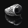Statement Ring 925 Sterling Silver Natural Black Onyx Gemstone Handmade Engraved Wide Shank Men's Ring