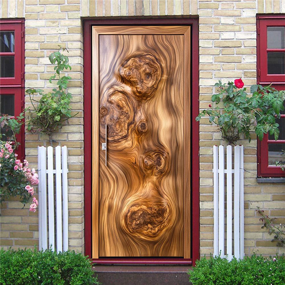 3D Door Decoration Stickers Vibrant Abstract Wood Wallpaper For Living Room Home Decor Bedroom Art Decals