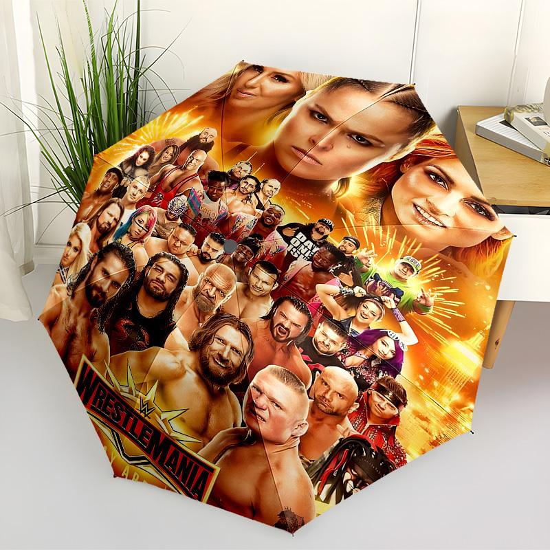 1pc WrestleMania Stars Automatic Folding Umbrella, Portable Collapsible Design, Casual Outdoor Accessory L1127040