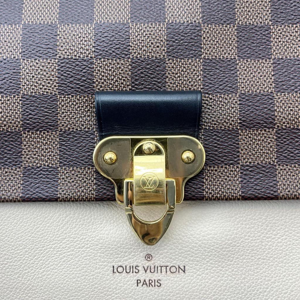 [Pre-Owned] Vavin Classic Metal Lock Coated Canvas And Grainy Calfskin Chain Shoulder Bag Crossbody Bag Small - Very Good #10X7QN5