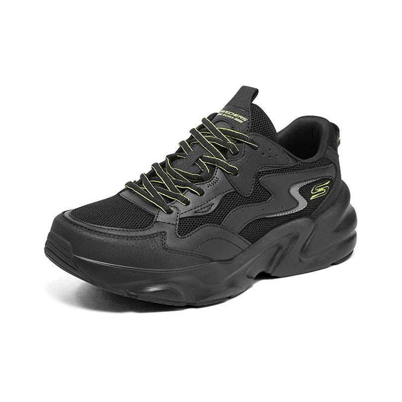Skechers DLites Сетчатые Модные Удобные Универсальные Амортизирующие Дышащие Ударопрочные Низкие Папины Кроссовки Мужские Черные 118323-BBK