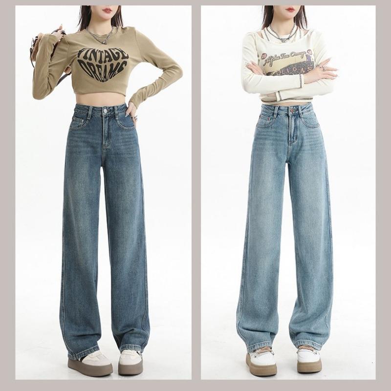 Женские модные джинсовые мешковатые брюки с высокой талией, винтажные джинсы Harajuku с широкими штанинами, утягивающие повседневные брюки