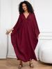 EDOLYNSA Wine Red Kaftan Women's Long Dress Pcaftan Lus size Moo Moo Dress Beach Wear Lounge wear House robe Outfit Q1306