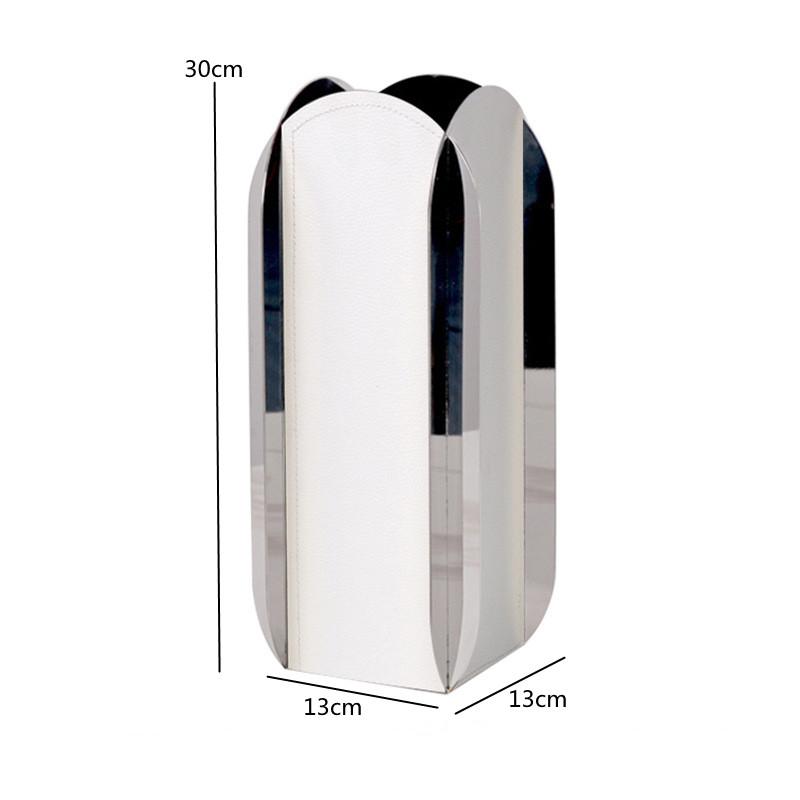 Роскошная геометрическая ваза из нержавеющей стали, Металлическая цветочная ваза с кожаным декором, Настольное цветочное оформление для гостиной, Домашний декор
