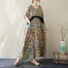 Short Sleeve Plus Size Cotton Vintage Floral New In Dresses for Women Casual Loose Long Summer Dress