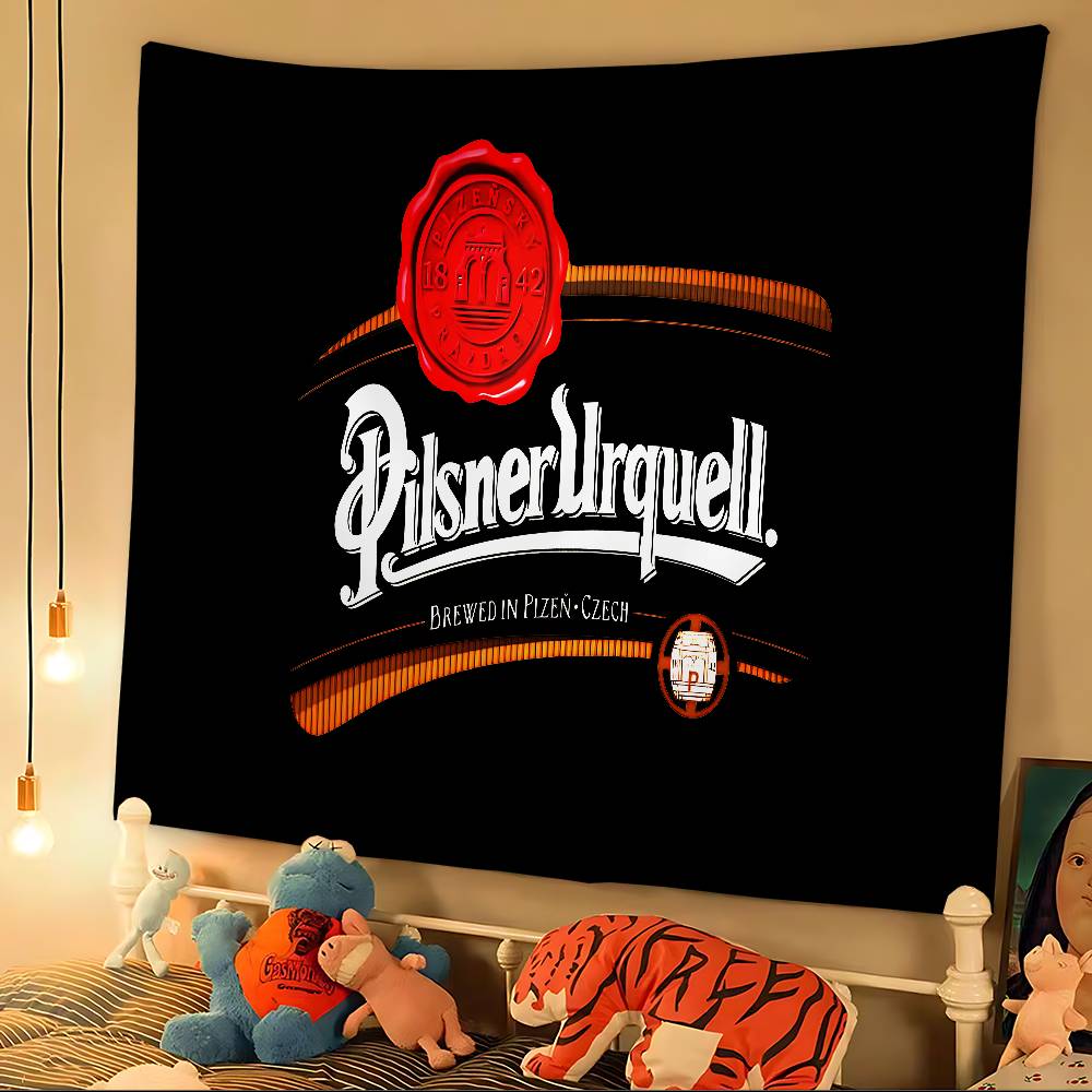 Логотип пива Pilsner Urquell Мультяшный Гобелен Богемские Настенные Гобелены Мандала Настенное Полотно