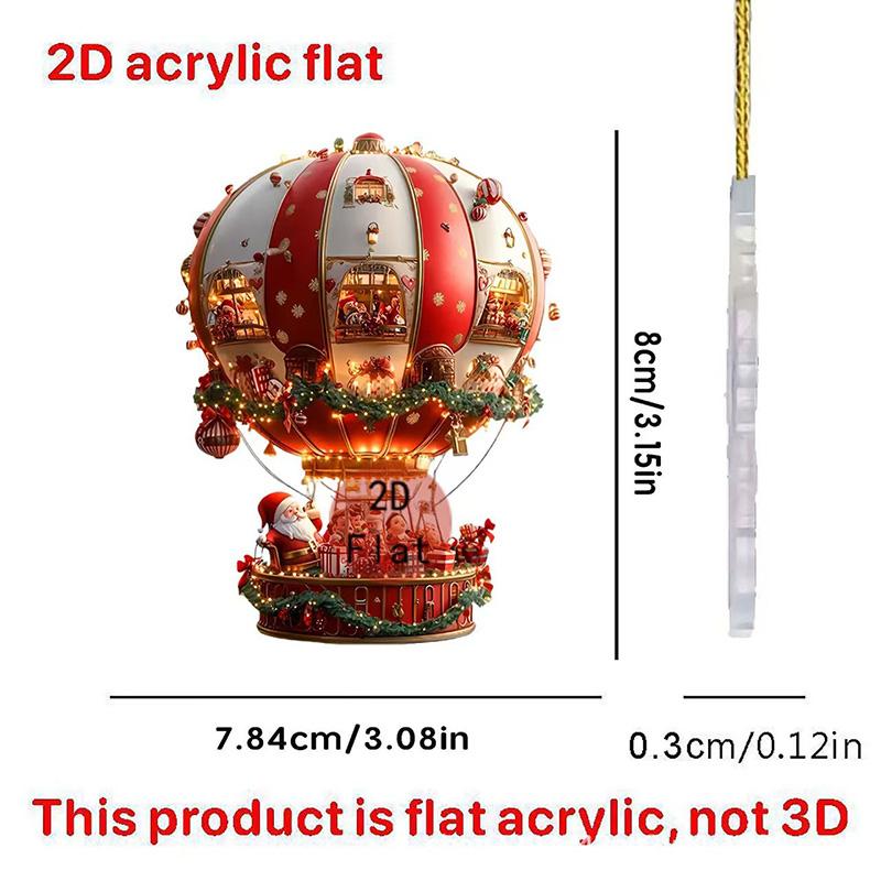 2D Christmas Hanging Ornament Santa Claus Parachute Hot Air Balloon Xmas Tree Hanging Decor Holiday Home Decoration Gift 2027