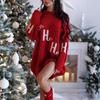 Christmas Look Women's Knitting Dress Long Sleeve O Neck Pullover Dresses Casual Loose Knitwear Xmas Party Wear Juaquard Jumpers