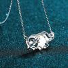 Sterling Elephant Pendant Necklace With Moissanite Stone Delicate Chain Women Animal Jewelry Gift