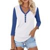 Женский повседневный модный сексуальный удобный топ с V-образным вырезом, пуговицами, цветной строчкой и рукавом три четверти
