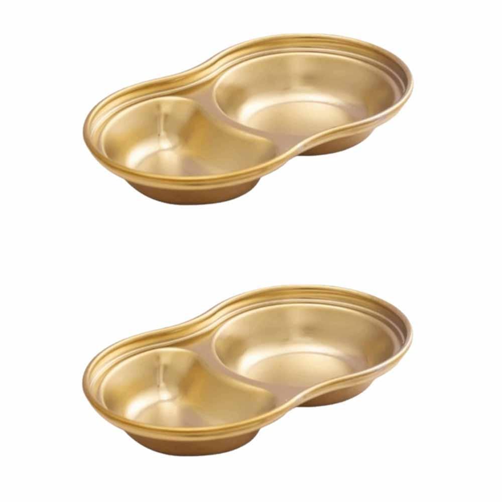 2Pcs Stainless Steel Seasoning Dish 2/3/4 Grid Thickened Divided Dip Bowls Easy Clean Stackable Vinegar Soy Spice Condiment Tray
