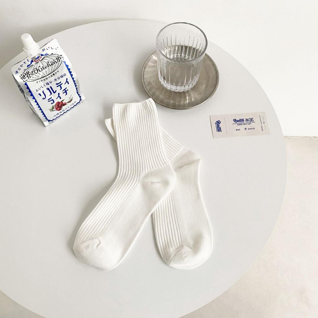 6 пар однотонных женских носков средней длины Tide, универсальные носки Tide японского молочно-белого цвета с высокой ногой