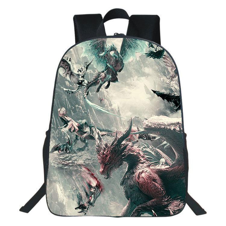 Рюкзак с принтом Monster Hunter Wilds Студенческий рюкзак Monster Hunter Wilds