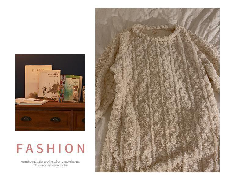 Cozy Coral Fleece Long Nightdress - Large Size Warm Winter Pajamas with Plush Velvet