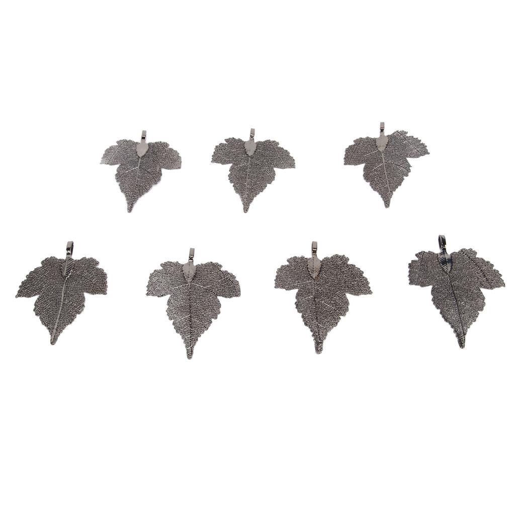 7pcs Leaf Pendant Healthy Zinc Alloy Durable DIY Ingenious Craft Leaves Pendant for Party Black