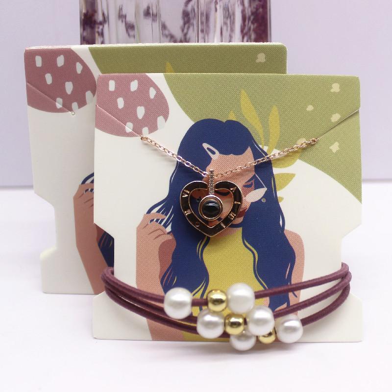 50 шт. 7,4x7,4 см белая бумажная карточка с принтом в виде девушки/кактуса, винтажный узор, серьги, ожерелье, ободок для волос, упаковка для ювелирных изделий