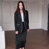 2024 Autumn Women's Solid Color Lapel Suit & Elegant Midi Skirt Set