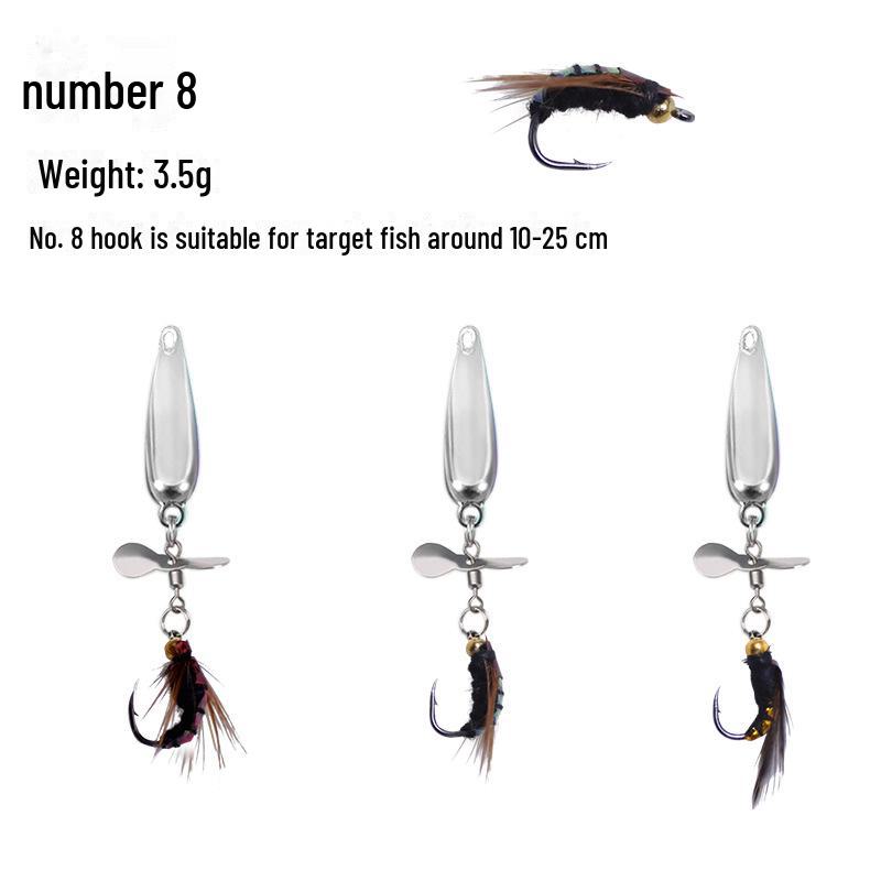 Набор для ловли рыбы нахлыстом в стиле кунг-фу: Вращающийся пропеллер, семена дыни, крючок с блестками, искусственная микроприманка, белая приманка Horse Mouth